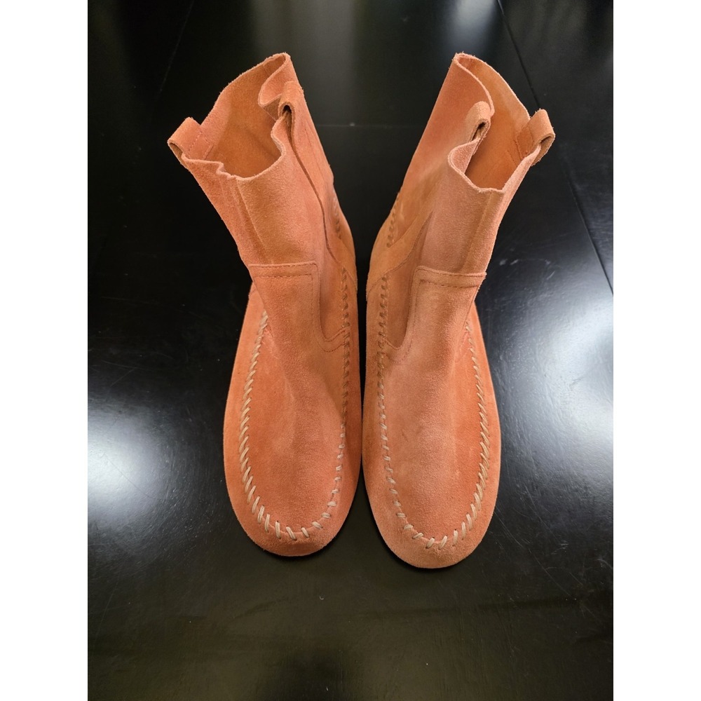 Latigo Bet Suede Moccasin Boots Women's 10M Burnt Orange Boho Ankle Booties